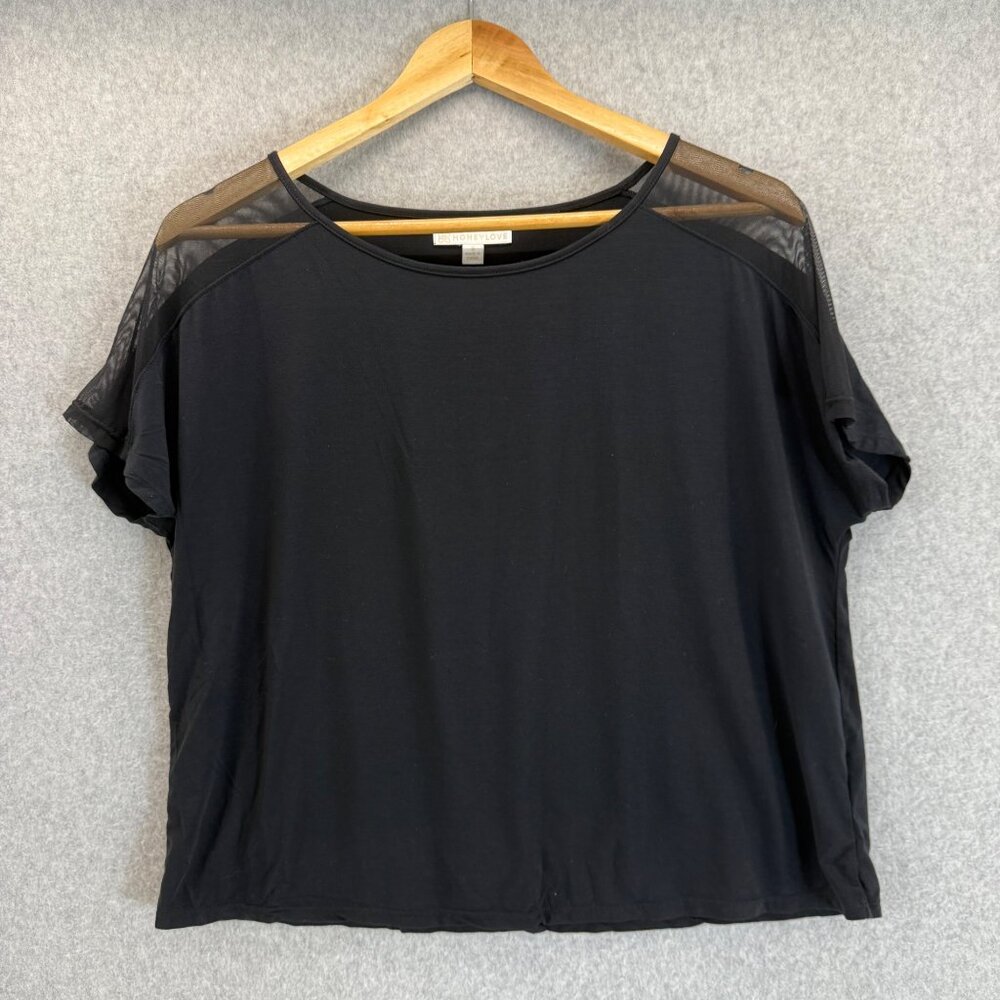 Honeylove Womens Black Mesh Dream Top Short Sleeve Tee Shirt Sleep Size Small